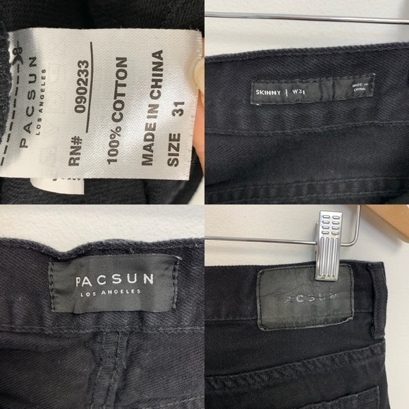 PacSun Black Ripped distressed Cotton Jean Shorts Waist 31 - Picture 11 of 12
